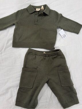 GAP Olive Green Knit Sweatpants & Polo Joggers Set